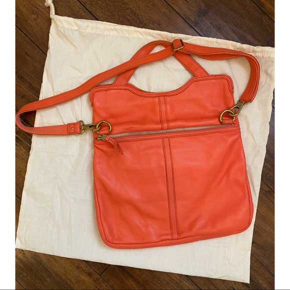 Fossil Erin Foldover Leather Tote in Coral - Picture 2 of 10